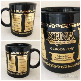 Xena Warrior Princess Mug Season One Gold Highlighted 3.  75” Collectible