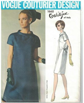 1660 Vintage Vogue Sewing Pattern Misses One Piece Dress Galitzine 1660 16 1960s