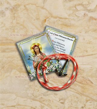 Saint St Philomena Cord Bracelet With 18k Rose Gold Plated Custom Anchor Clasp