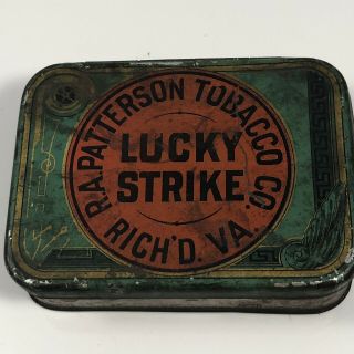 Vintage R.  A.  PATTERSON TOBACCO LUCKY STRIKE tin Richmond VA Cut Plug 2