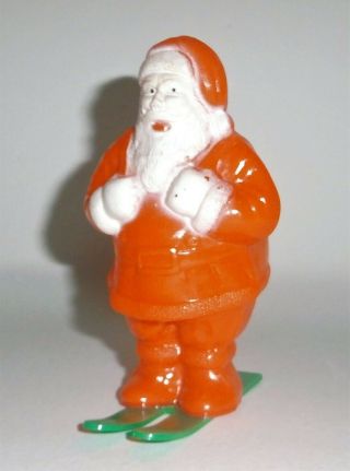 Vintage Htf Irwin Plastic Christmas Santa Claus On Skis Candy Container
