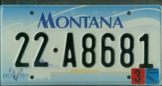 Montana Passenger 2004 License Plate " 22 - A8681 " Natural Big Horn