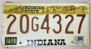 . 99 Cent 1984 Indiana Car License Plate 20g4327 Elkhart County
