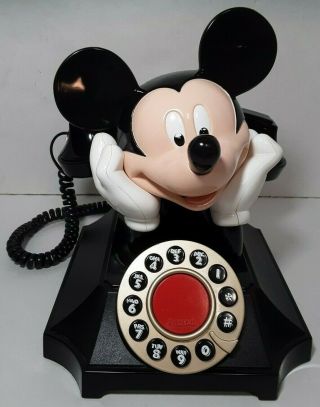 Walt Disney Mickey Mouse Rotary Telephone Push - Button Dial House/desk Phone