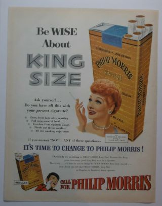 Lucille Ball,  Phillip Morris Cigarette Ad.  1953,  Approx.  10 " X 13 "