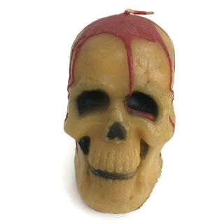 Vintage 1980s Halloween Spooky Skull Wax Candle Suni Candle W&f Mfg Co Usa 5”
