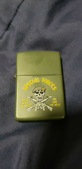 " Special Forces " Zippo Lighter With Leather Holster.