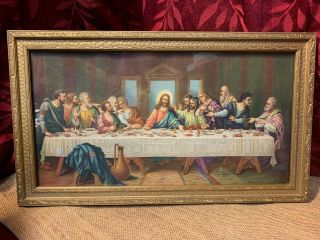 Vintage 1940s Print The Last Supper Radio Picture Frame Inc 16.  5 " X 9.  5 "