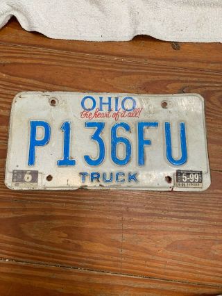 Vintage 1999 Ohio License Plate Truck P136fu