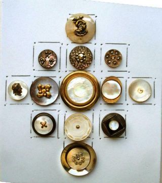13 Antique & Vintage Shell & Metal Buttons