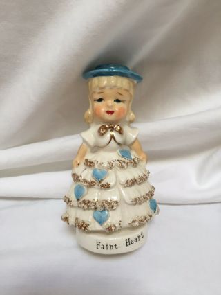 Rare Vintage Mid - Century Chase Valentine Southern Belle Hearts Skirt Figurine