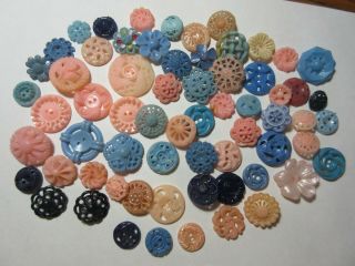 Vintage Fancy Plastic Buttons,  50 