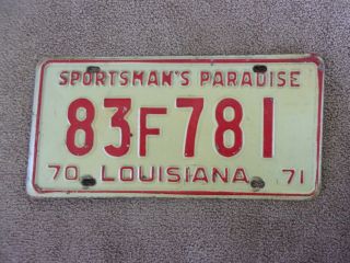 1970 Louisiana 1971 License Plate 83f781