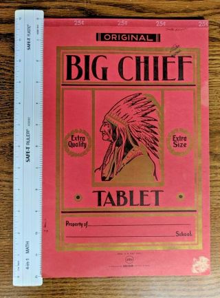 Vintage 12 1/4 " X 7 4/5 " Big Chief Lined Writing Paper Pad Westab Brand