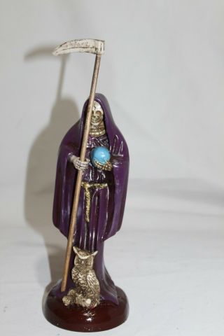850 Statue Lady Santa Muerte Purple 9 " Holy Death Santisima Preparada Salud