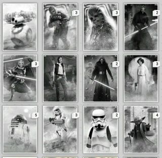 Topps Star Wars Card Trader Sdcc Fight For The Galaxy B&w 12 Card Set Digital
