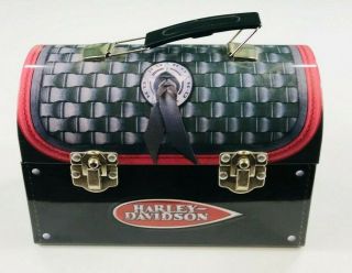 Harley Davidson Tin Metal Lunch Box Hd Logo Saddlebag Lunchbox