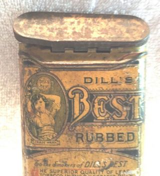 VINTAGE ADVERTISING TOBACCIANA TINS DILL ' S BEST POCKET TINS RUBBED TOBACCO (1) 5