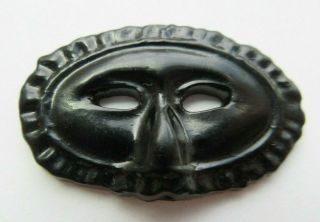 Delightful Antique Vtg Early Plastic Button Unique Realistic Face Mask (v)
