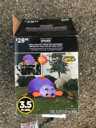 Halloween Airblown Inflatable Blow Up 3.  5FT Purple/Orange Spider (CAR SHOW/12v) 8
