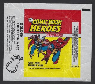 1974 Topps Comic Book Heroes Stickers Gum Wrapper (golden Fruit Pin 465)