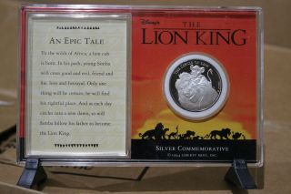 Disney The Lion King Silver Coin With 1994 25 Grams 999 Silver Rare