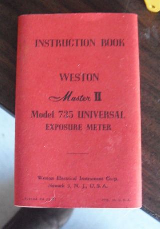 Vintage 1950s Weston Master Ii Universal Exposure Meter Instruction Booklet