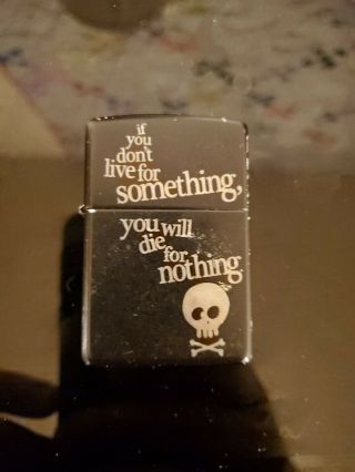 Zippo Black With Quote And Skull.