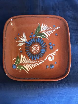Ken Edwards El Palomar Mexican Pottery Square Tray Flowers Browns