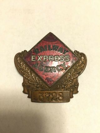 Antique Railway Express Agency Badge 5728 2