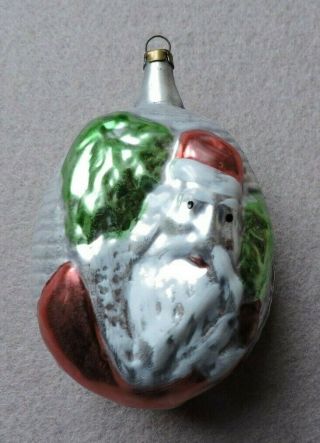 Antique German Glass Christmas Ornament - Santa - 1940s