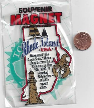 Rhode Island State Information Magnet In Souvenir Bag Educational 5 - Color