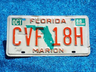 Florida Late 1980s License Plate Marion County Cvf 18h Tag