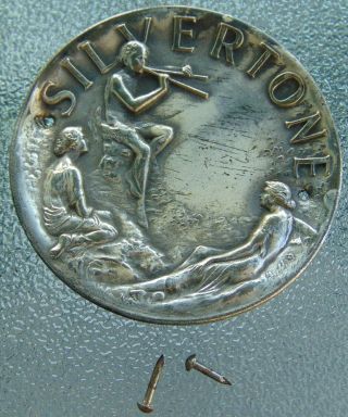 Antique Silvertone Medallion From Upright Crank Phonograph Cover.