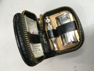 Vintage Gillette Travel Shaving Kit With Leather Case