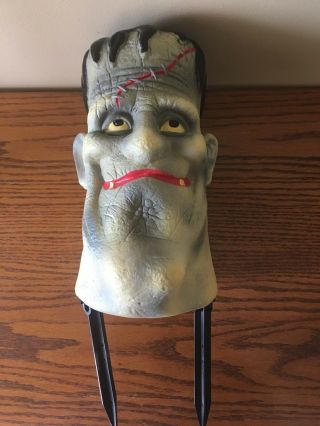 Vintage Halloween Frankenstein Head Blow Mold Light Up 11 " 1999