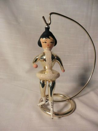 Vintage Figural Blown Glass Christmas Ornament Ice Skater Italy De Carlini?style