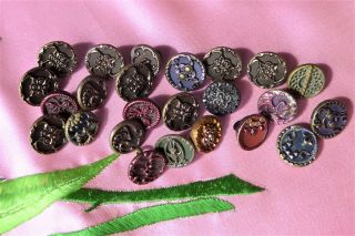40,  COLLECTABLE vintage METAL buttons AUSTRIAN TINIES cut steel and more (63) 6