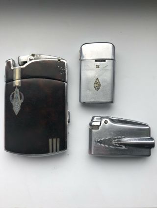 3 Vintage Ronson Lighters 2 - Varaflame 1 - Cigarette Case/lighter