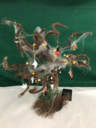 Unique Homemade Halloween Tree W/ Dept 56 Candy Corn Lights & Ornaments.  No Box