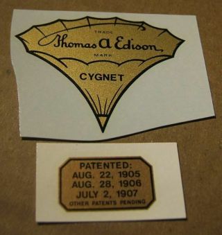 Edison Water Slide Cygnet Horn Decal And Patent Dates Decal