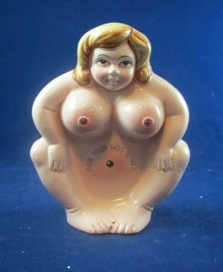Vintage Ceramic Risque Novelty Ashtray - Nude Woman - For Your Hot Ashes