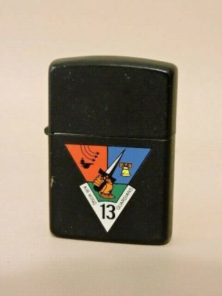 Matte Black Zippo Lighter With Military " Carrier Air Wing 13 Guardians " Logo