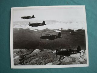 Vintage Photo Of Four Us Navy Fg - 1 Corsair Aircraft In Flight Formation