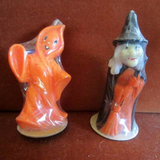 Vintage Halloween Gurley Ghost And Witch Candles Mip