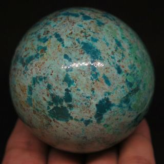 63mm 10.  8oz Natural Blue Chrysocolla Crystal Sphere Ball