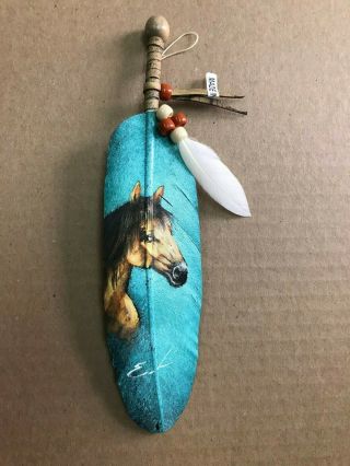Hand Painted Feather,  Arts & Crafts,  Southwest Art,  Santa Fe Style,  Horse 2