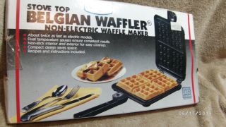 Nordic Ware Stove Top Belgian Waffle Maker Iron Non - Electric Cast Aluminum Iob