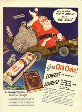1942 Vintage Ad For Old Gold Cigarettes/santa Claus/wwii Era (071013)