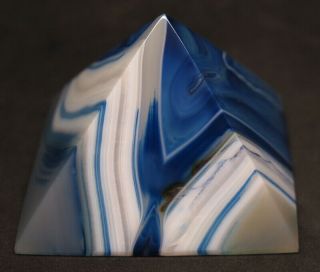 59mm 4.  9oz Blue Agate Crystal Carving Art Pyramid
